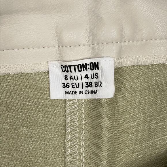 COTTON ON "Arlow" Straight Faux Leather Pants (Stone/Light Grey | Size 4) - Picture 10 of 11